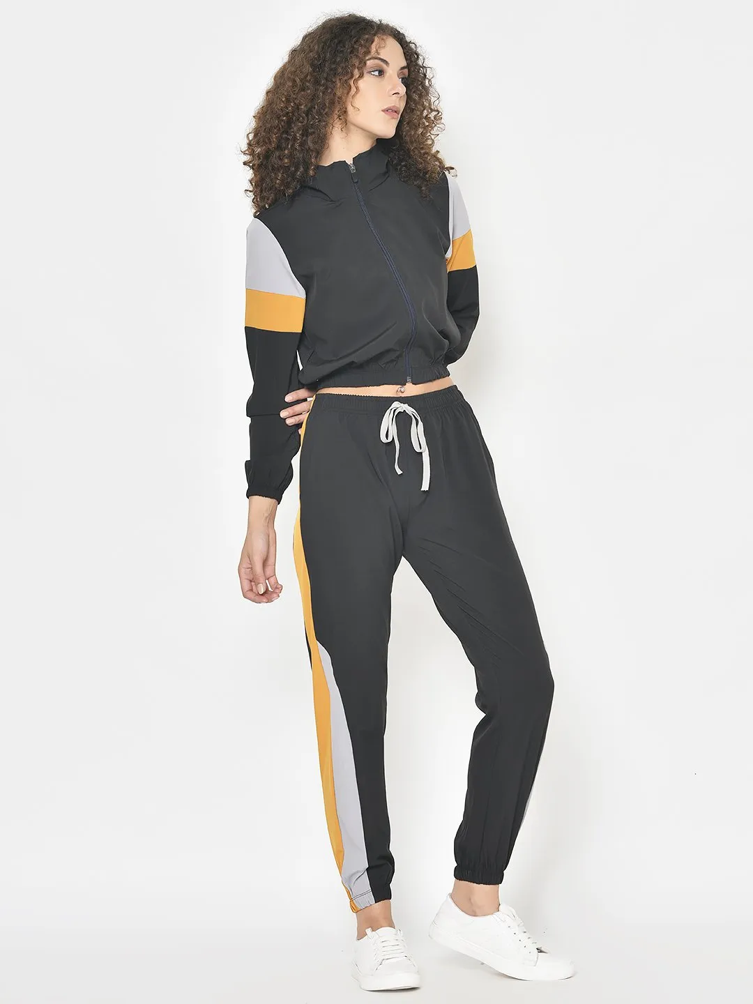 AmericanElmWomen's Black Stretchable Stylish Tracksuits