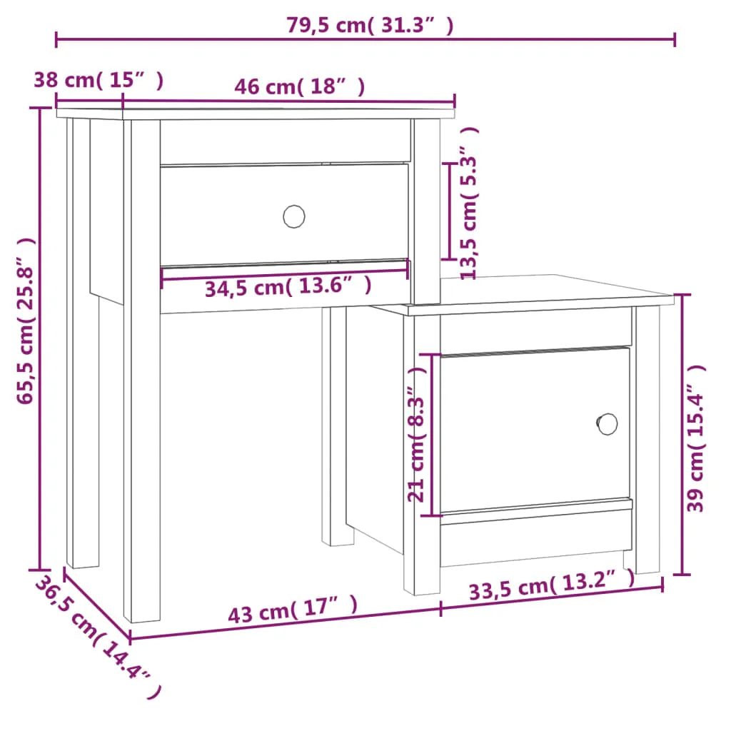 Bedside Cabinet 2pcs Honey Brown 79.5x38x65.5cm Solid Wood Pine