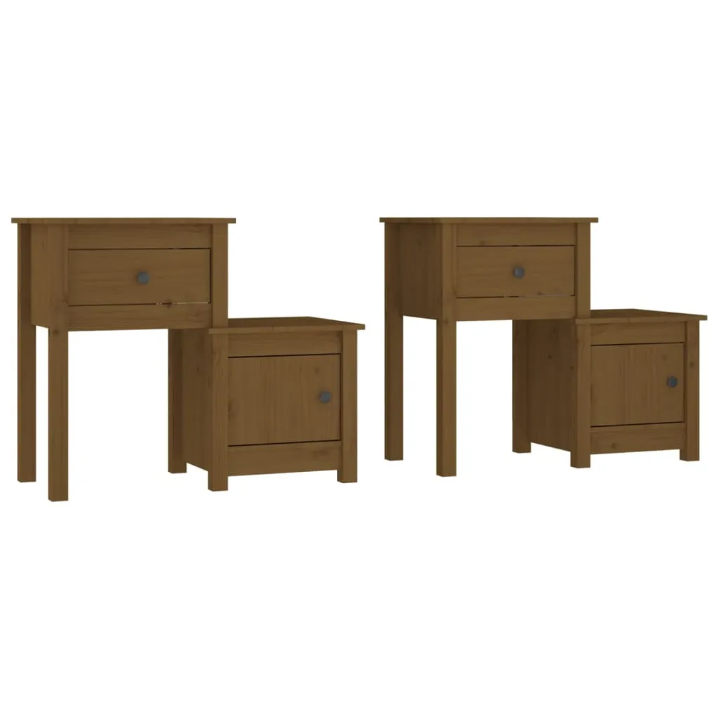 Bedside Cabinet 2pcs Honey Brown 79.5x38x65.5cm Solid Wood Pine