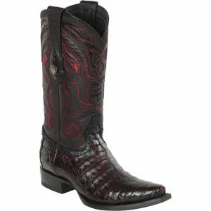 Black Cherry Caiman Cowboy Boots Snip Toe