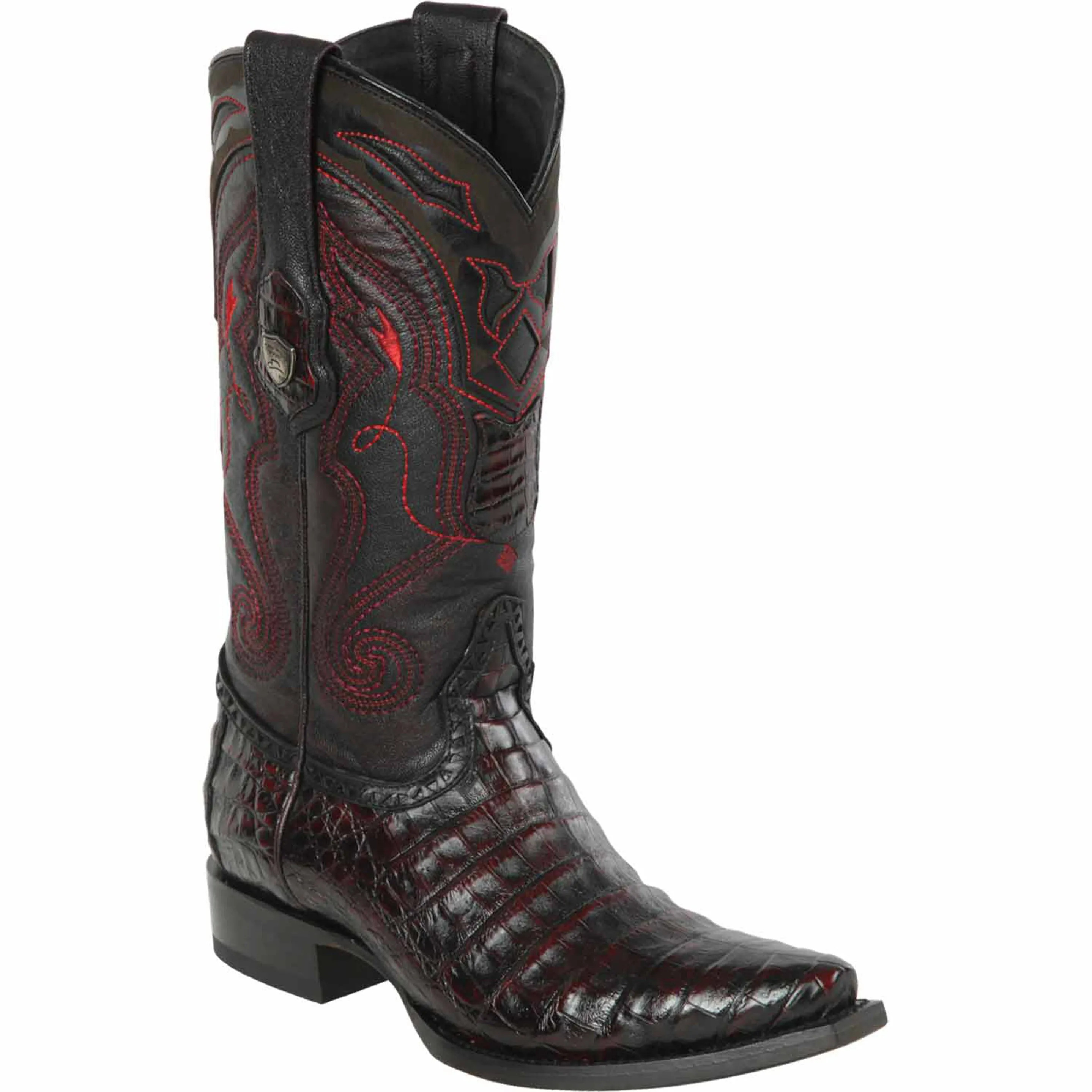 Black Cherry Caiman Cowboy Boots Snip Toe