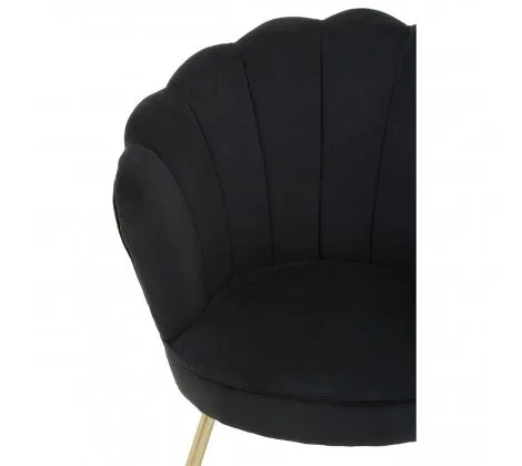 Black Velvet Scalloped Shell Chair