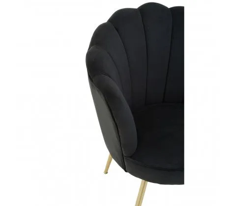 Black Velvet Scalloped Shell Chair