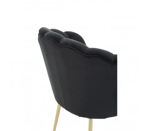 Black Velvet Scalloped Shell Chair