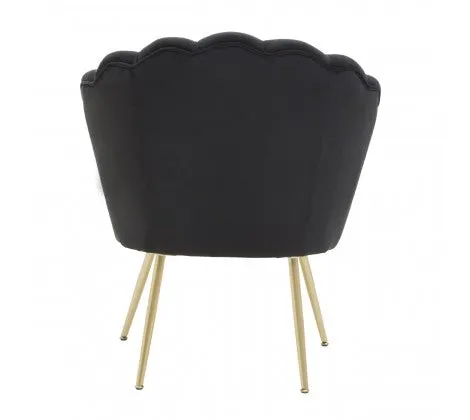 Black Velvet Scalloped Shell Chair