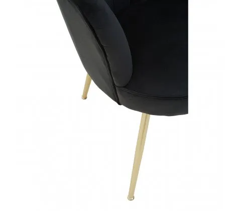 Black Velvet Scalloped Shell Chair