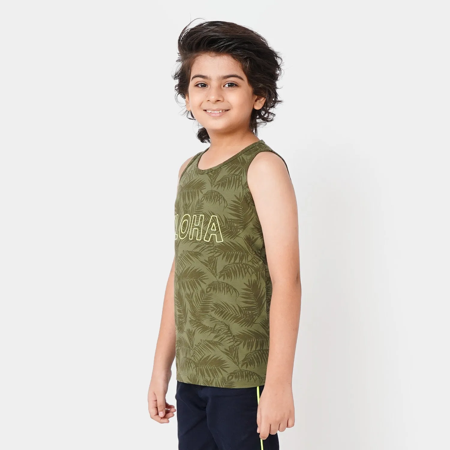 Boys Cotton Sando Aloha - Olive