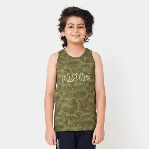 Boys Cotton Sando Aloha - Olive