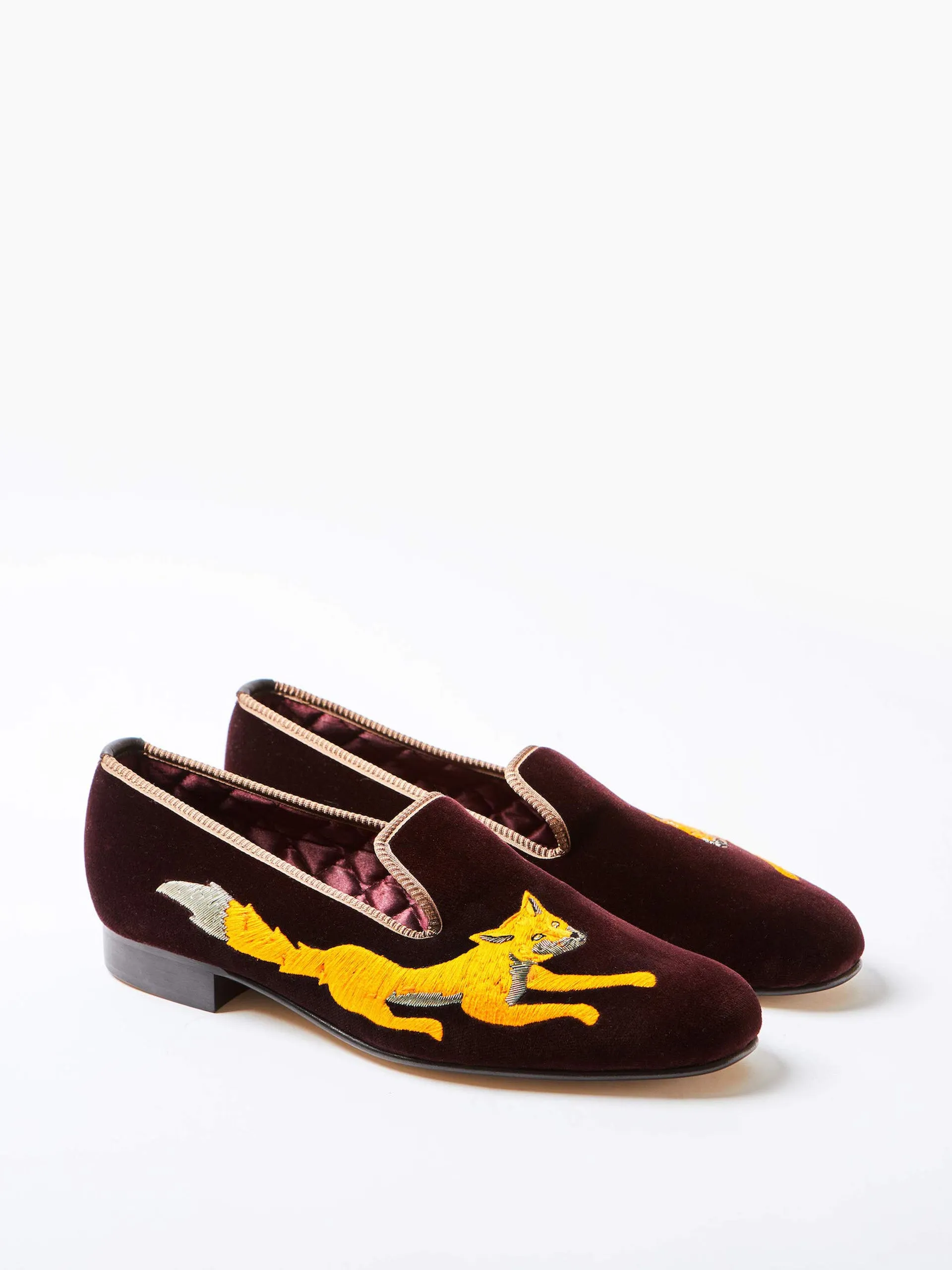 Brown velvet albert slippers