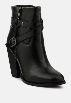 CAT-TRACK Black Leather Ankle Boots