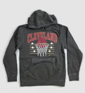 Charcoal Cleveland Basketball Vintage Hooded Sweatshirt