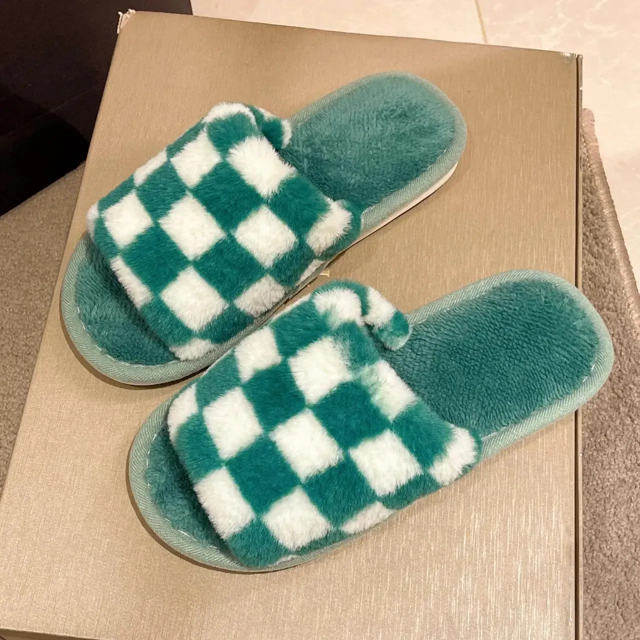 Checkerboard Slippers for Women