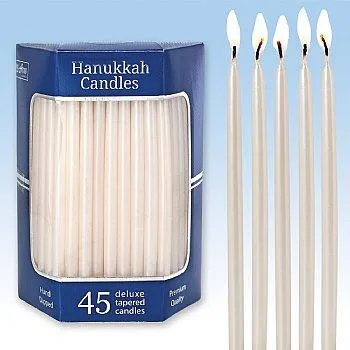 Deluxe Premium Tapered White Pearl Hanukkah Candles