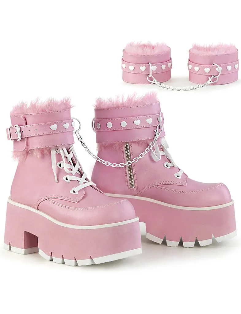 DEMONIA ASHES-57 BOOTS - PINK VEGAN LEATHER ✰ PRE ORDER ✰