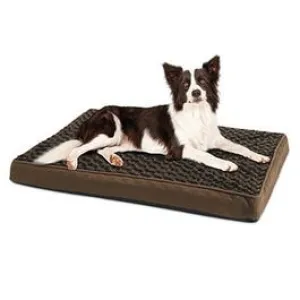 Dog Bed, Orthopedic "Egg-Crate" Cushion, Brown Fabric, 27 x 36 x3-In.