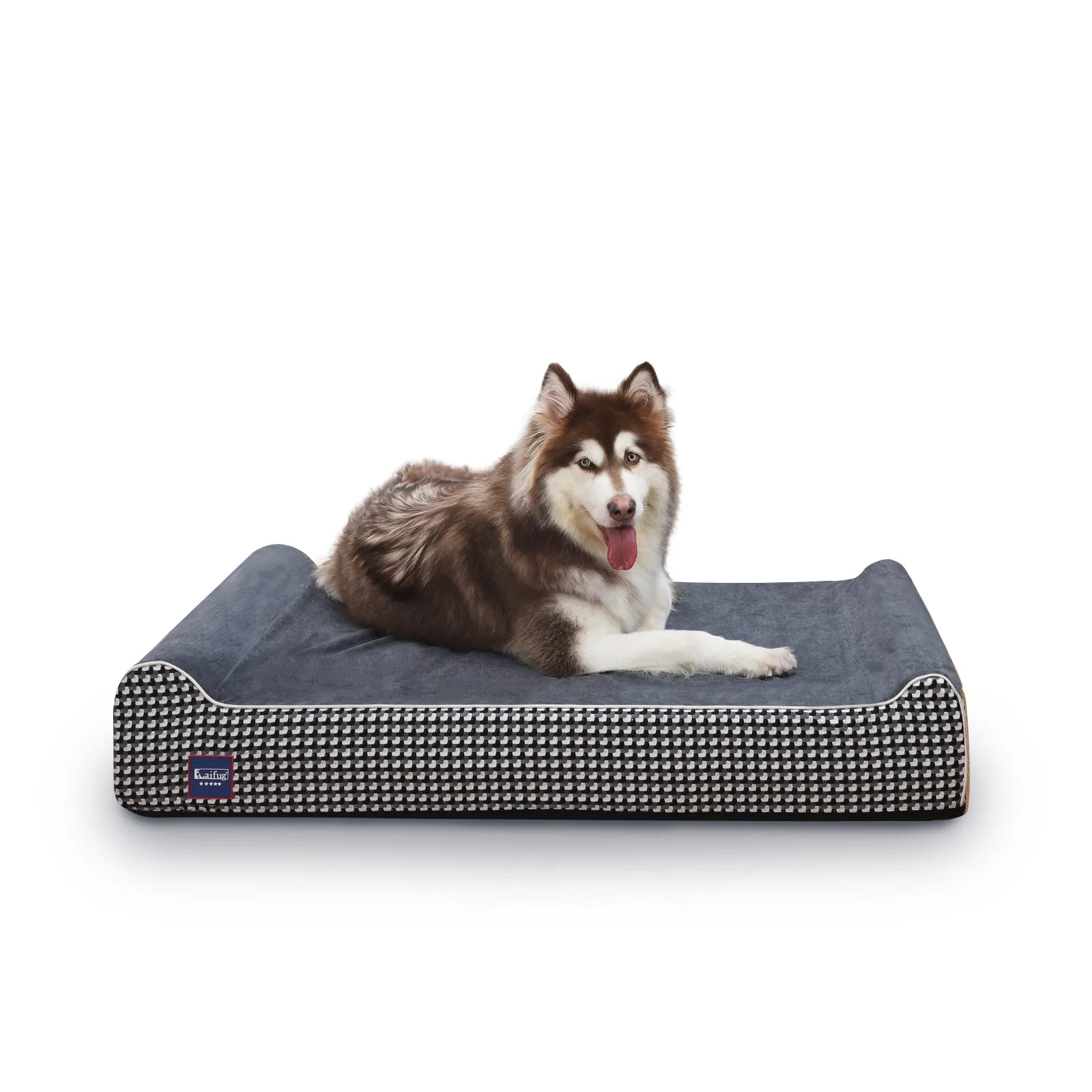 Extra-Large Double Pillow Orthopedic Dog Bed | Checkered Design