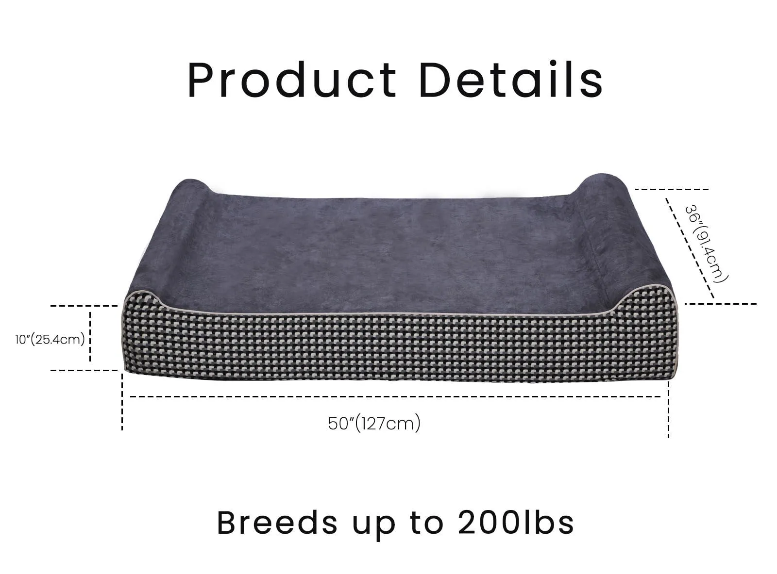 Extra-Large Double Pillow Orthopedic Dog Bed | Checkered Design