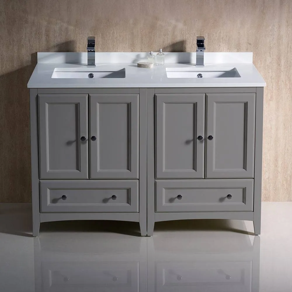 Fresca FCB20-2424GR-CWH-U Oxford 48" Gray Traditional Double Sink Bathroom Cabinets with Top & Sinks