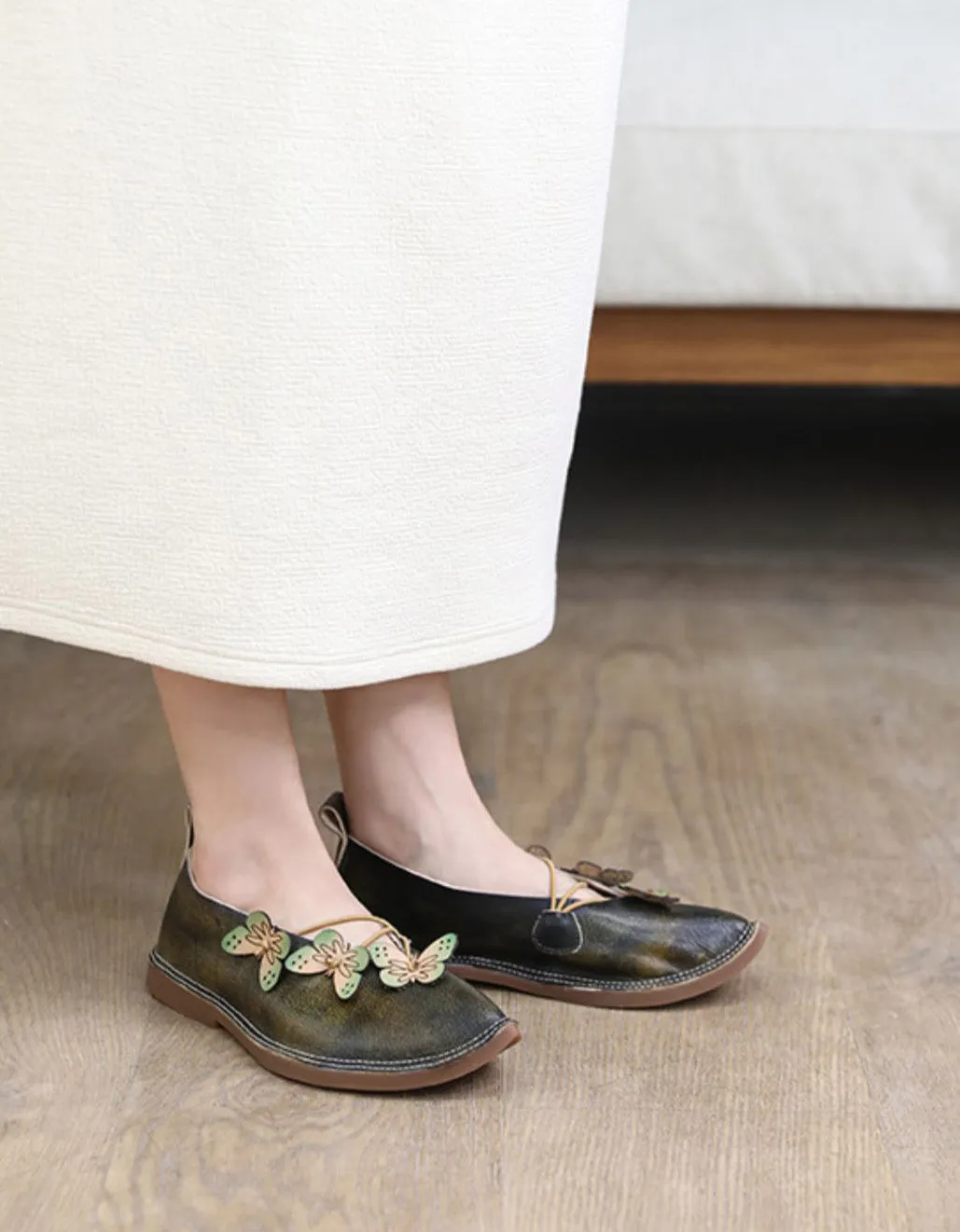 Handmade Soft Leather Oriental Flat Shoes