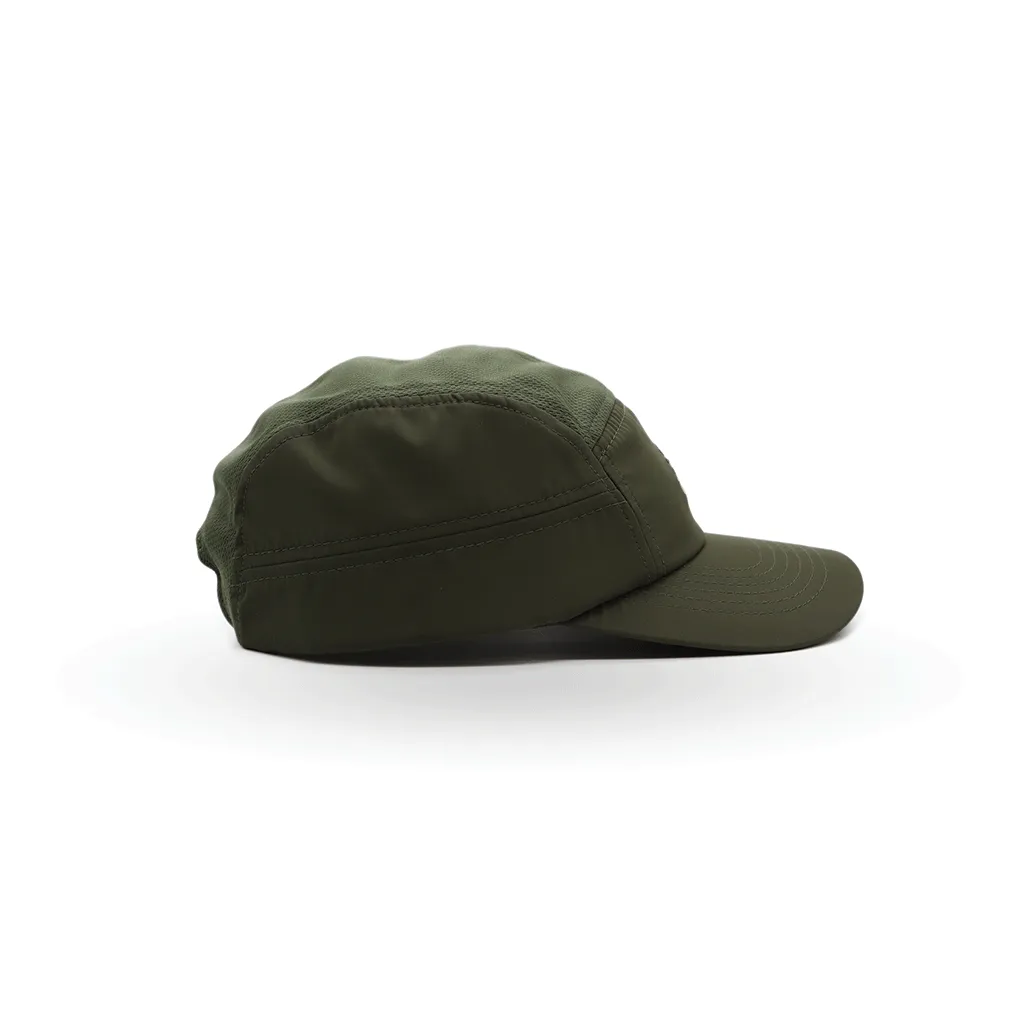 Helios Ultralight 7 Panel Firm Brim Running Cap - Olive