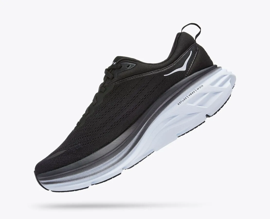 Hoka Bondi 8 Wide Mens Running Shoe - Black/White