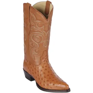 Honey Ostrich Cowboy Boots J-Toe