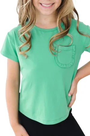 Kelly Green Ruffle Pocket Tee