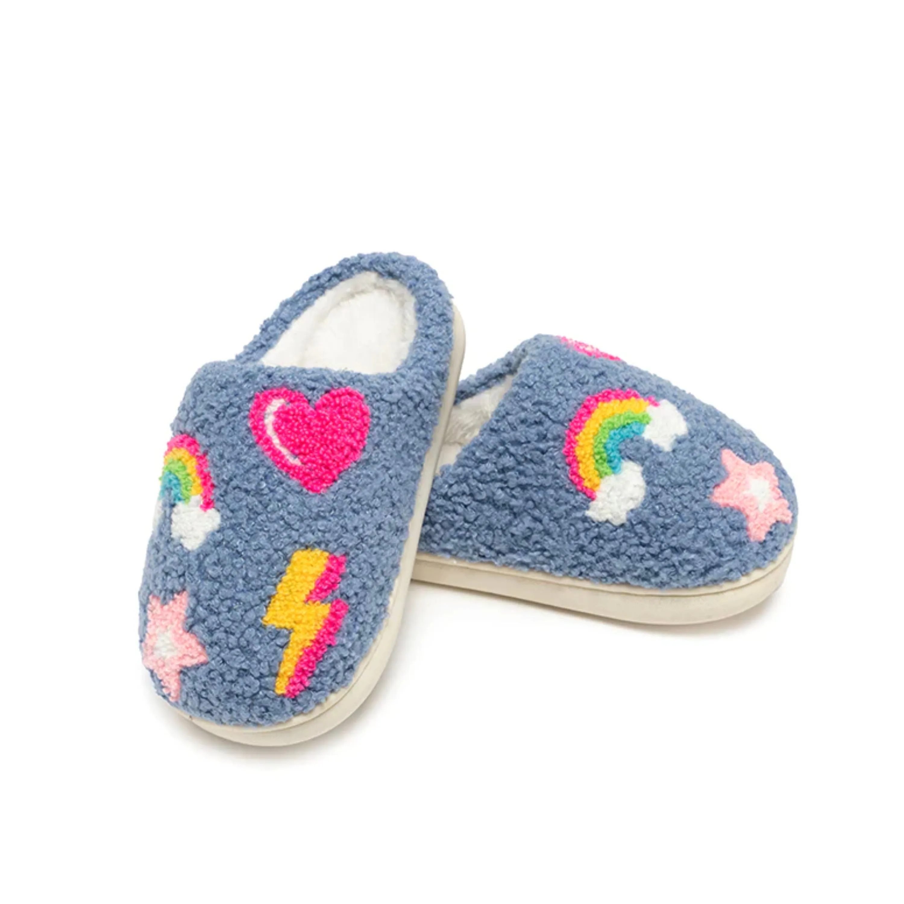 Living Royal Kids Slippers – Fits Little kid's Shoe Size 9-12 – Denim Patches