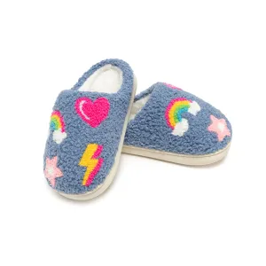 Living Royal Kids Slippers – Fits Little kid's Shoe Size 9-12 – Denim Patches