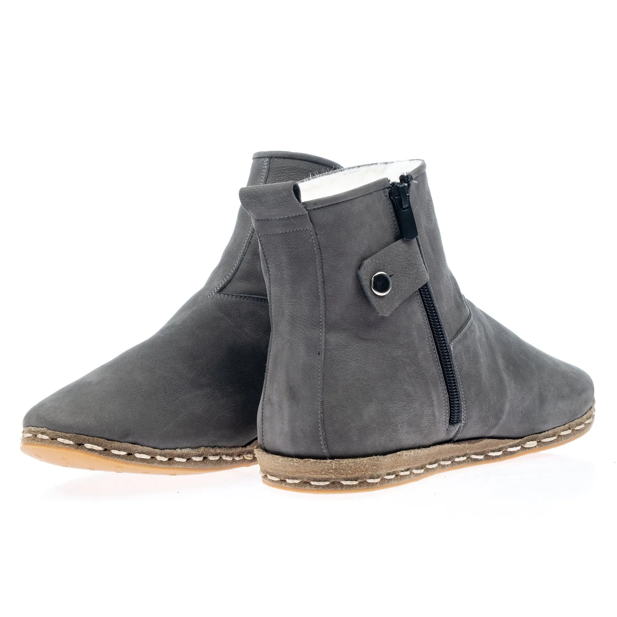 Men's Gray Shearling Boots