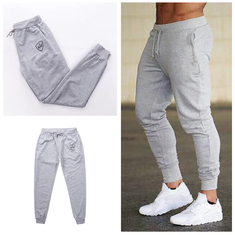 Mens Sweat Fitness Slim Fit Trousers with Pockets