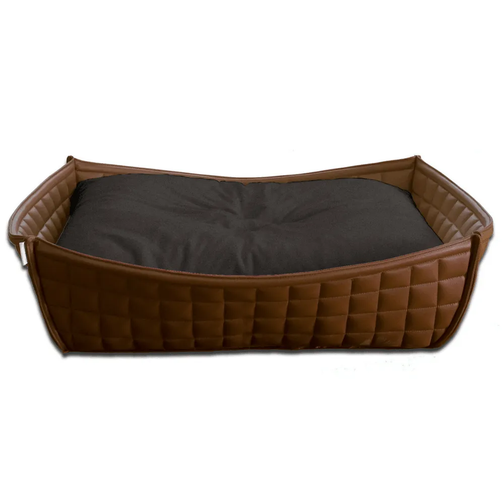 Orthopedic Dog Bed By Pet Interiors- Brown Leather Bowl