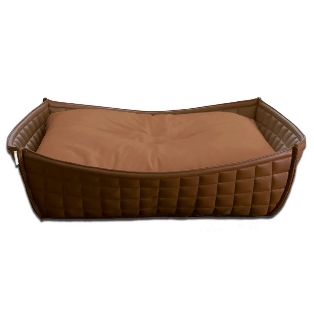 Orthopedic Dog Bed By Pet Interiors- Brown Leather Bowl