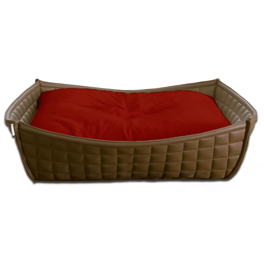 Orthopedic Dog Bed By Pet Interiors- Brown Leather Bowl