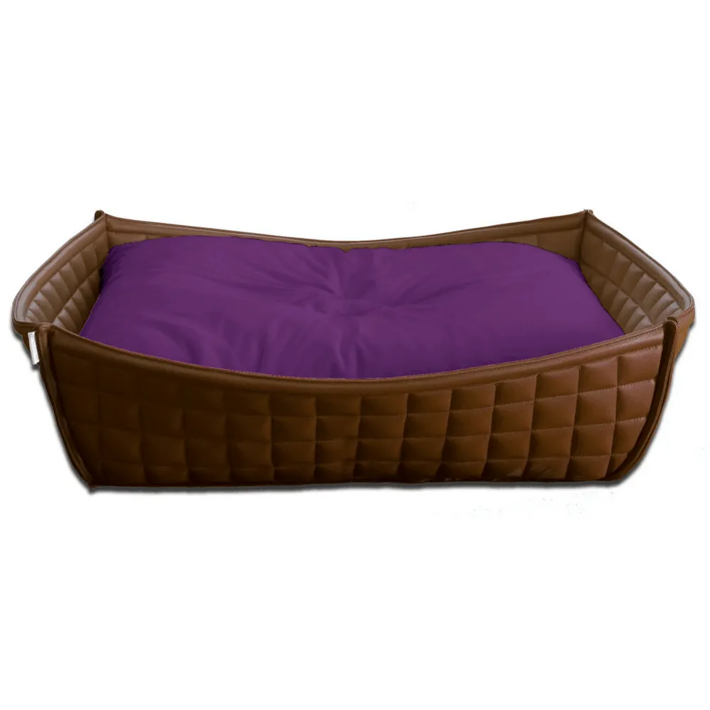 Orthopedic Dog Bed By Pet Interiors- Brown Leather Bowl