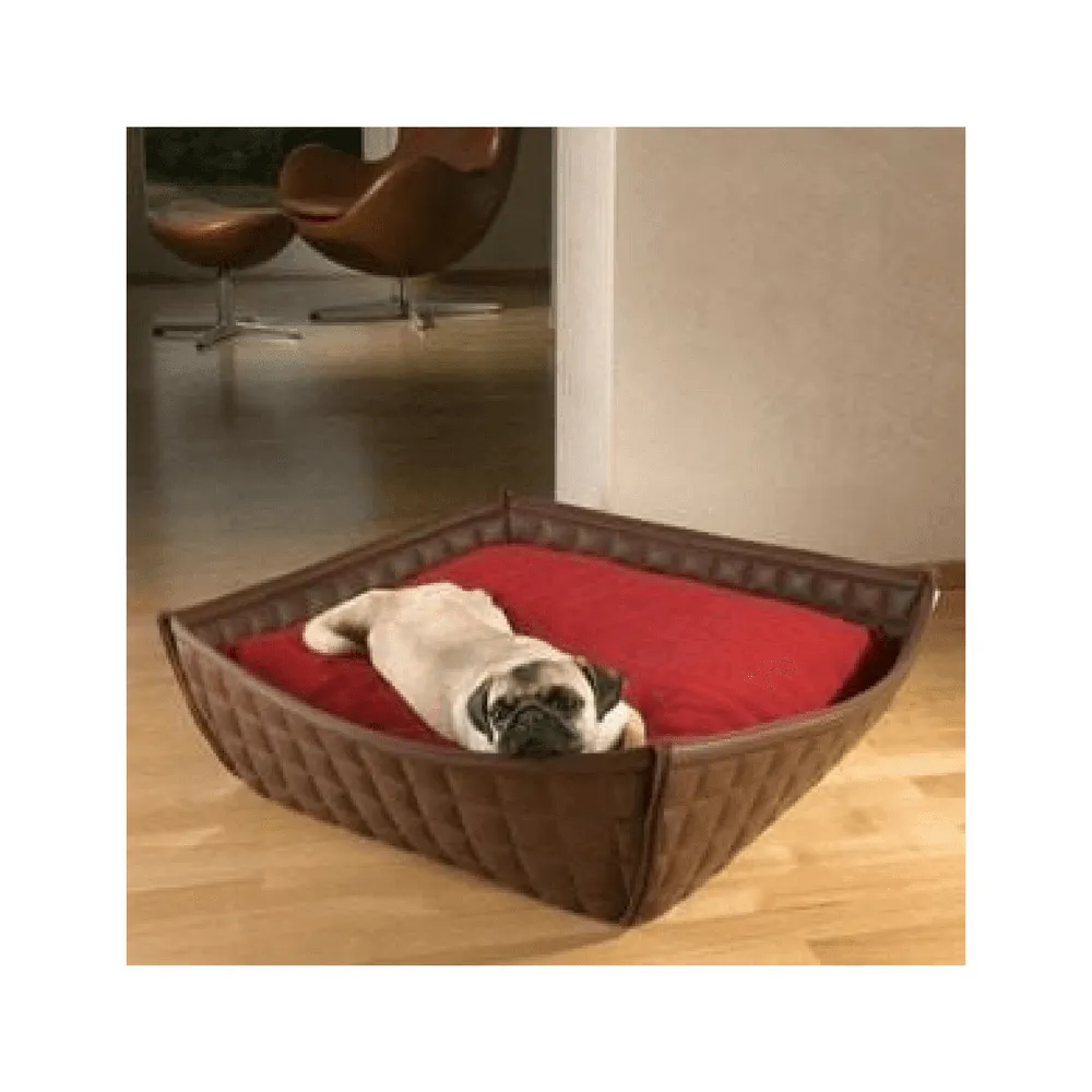 Orthopedic Dog Bed By Pet Interiors- Brown Leather Bowl