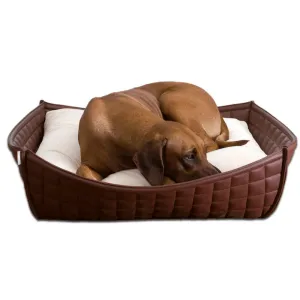 Orthopedic Dog Bed By Pet Interiors- Brown Leather Bowl