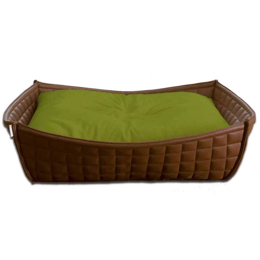 Orthopedic Dog Bed By Pet Interiors- Brown Leather Bowl