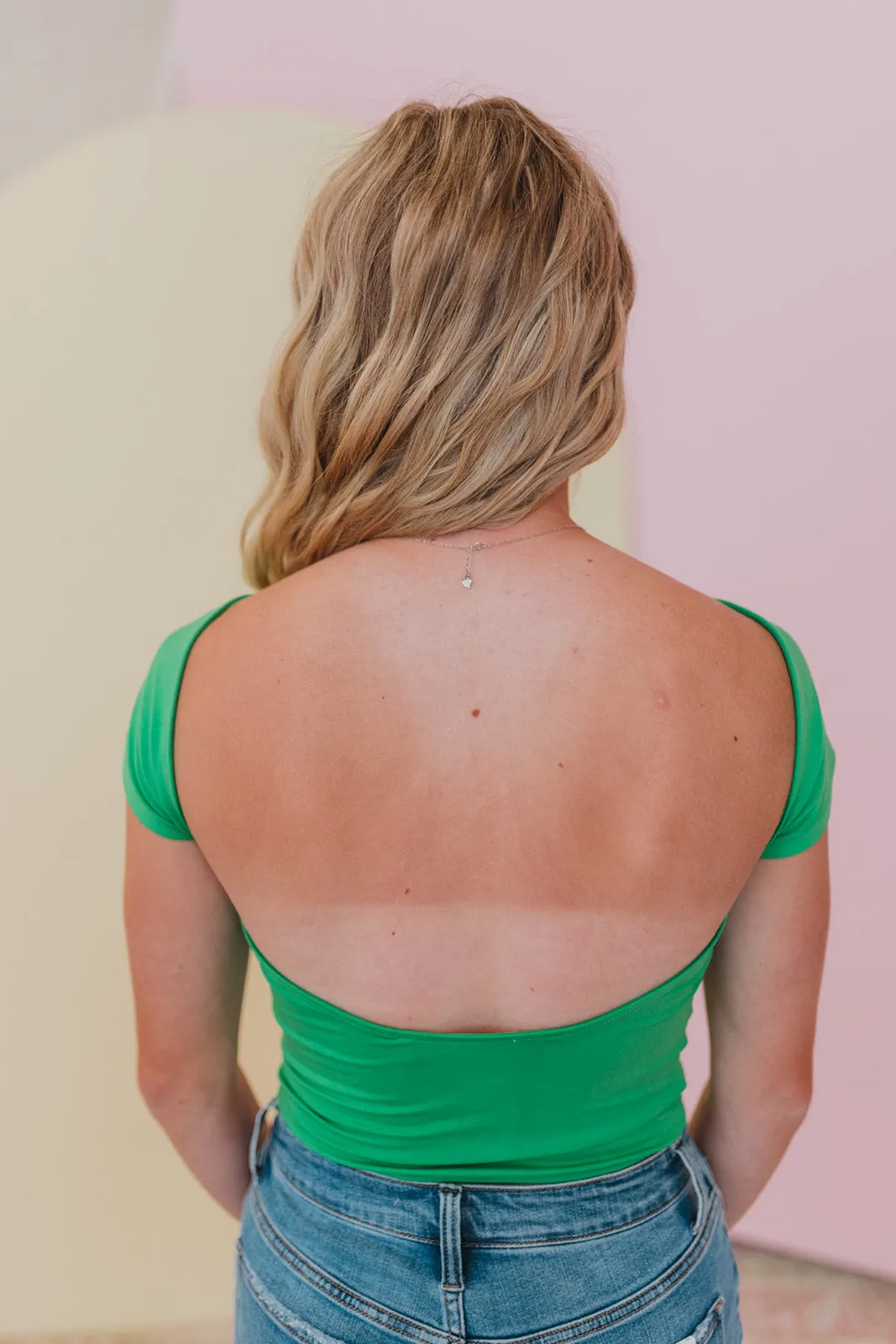 Out On The Town Green Backless Top