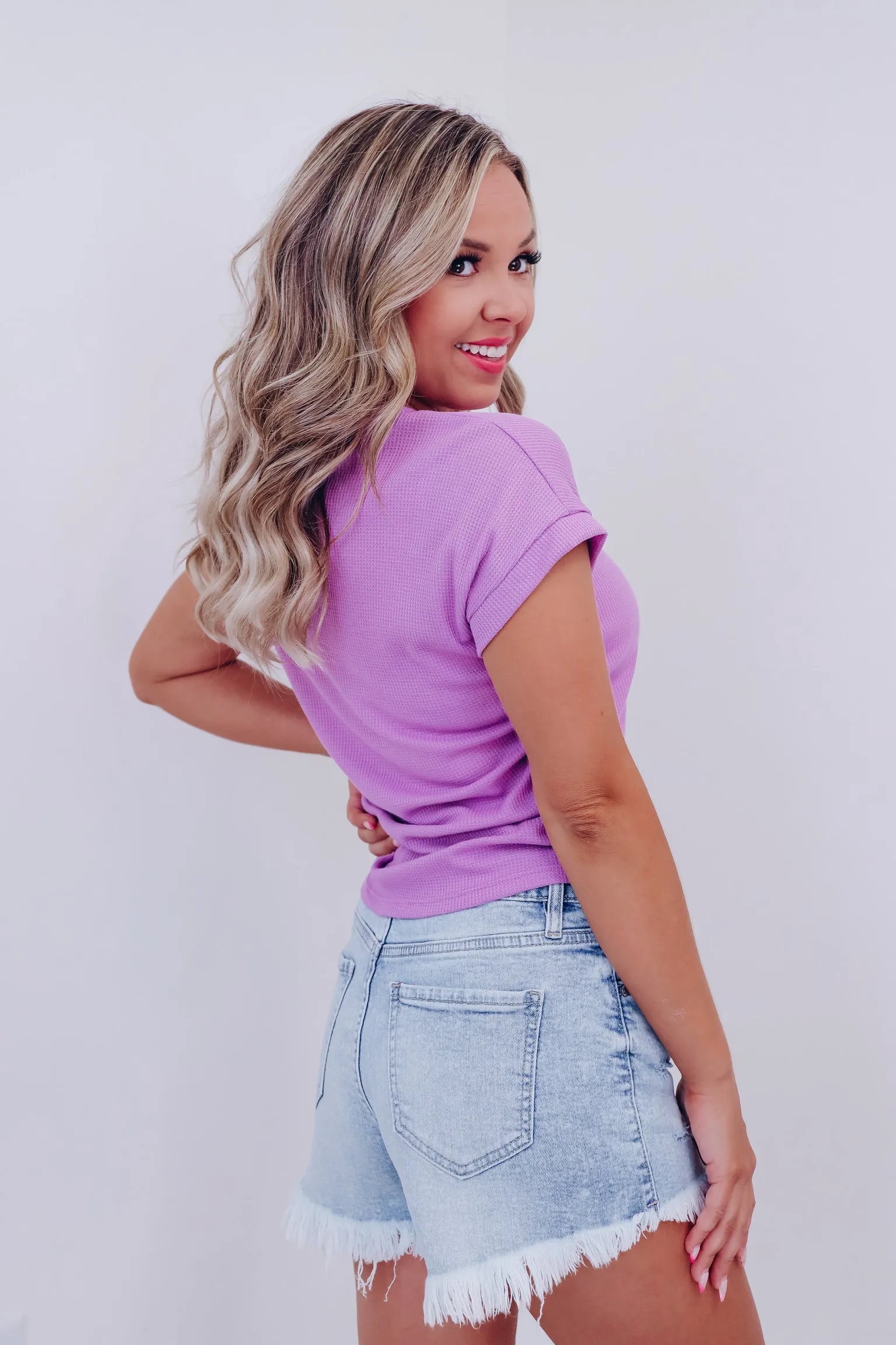 Rally Ruched Side Crop Top - Lavender