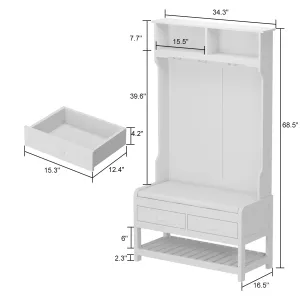 relaxed Timechee 34.3'' Wide Hall Tree with Bench and Shoe Storage Grey