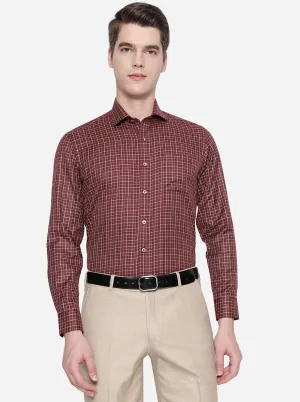 Rust & Navy Blue Checked Slim Fit Formal Shirt | Greenfibre