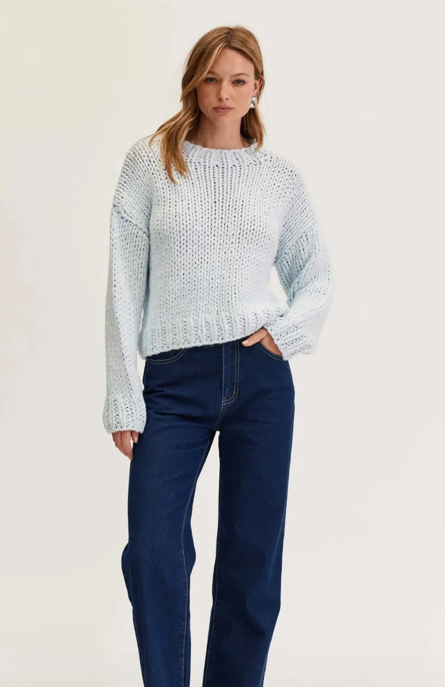 STAPLE THE LABEL Elva Chunky Knit Jumper Pale Blue