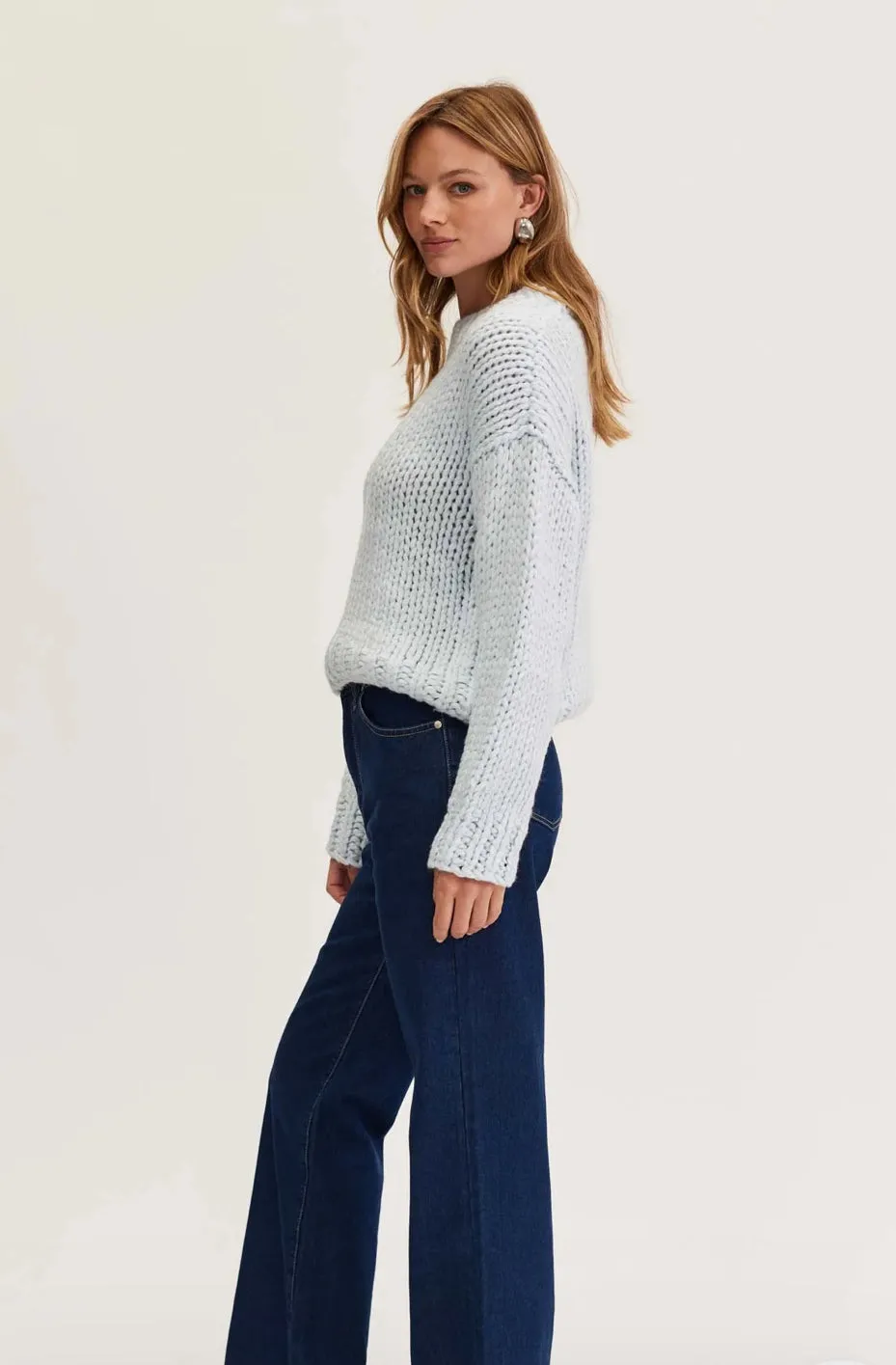 STAPLE THE LABEL Elva Chunky Knit Jumper Pale Blue