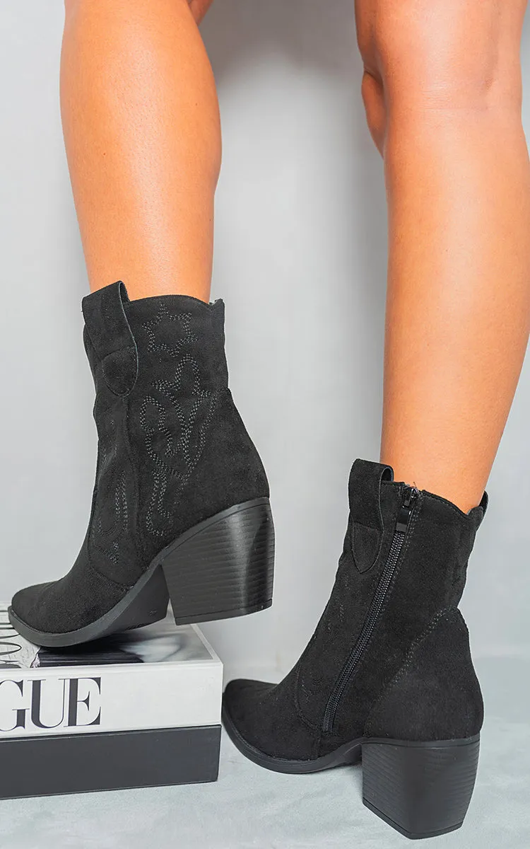 Suede Cowboy Ankle Length Boots