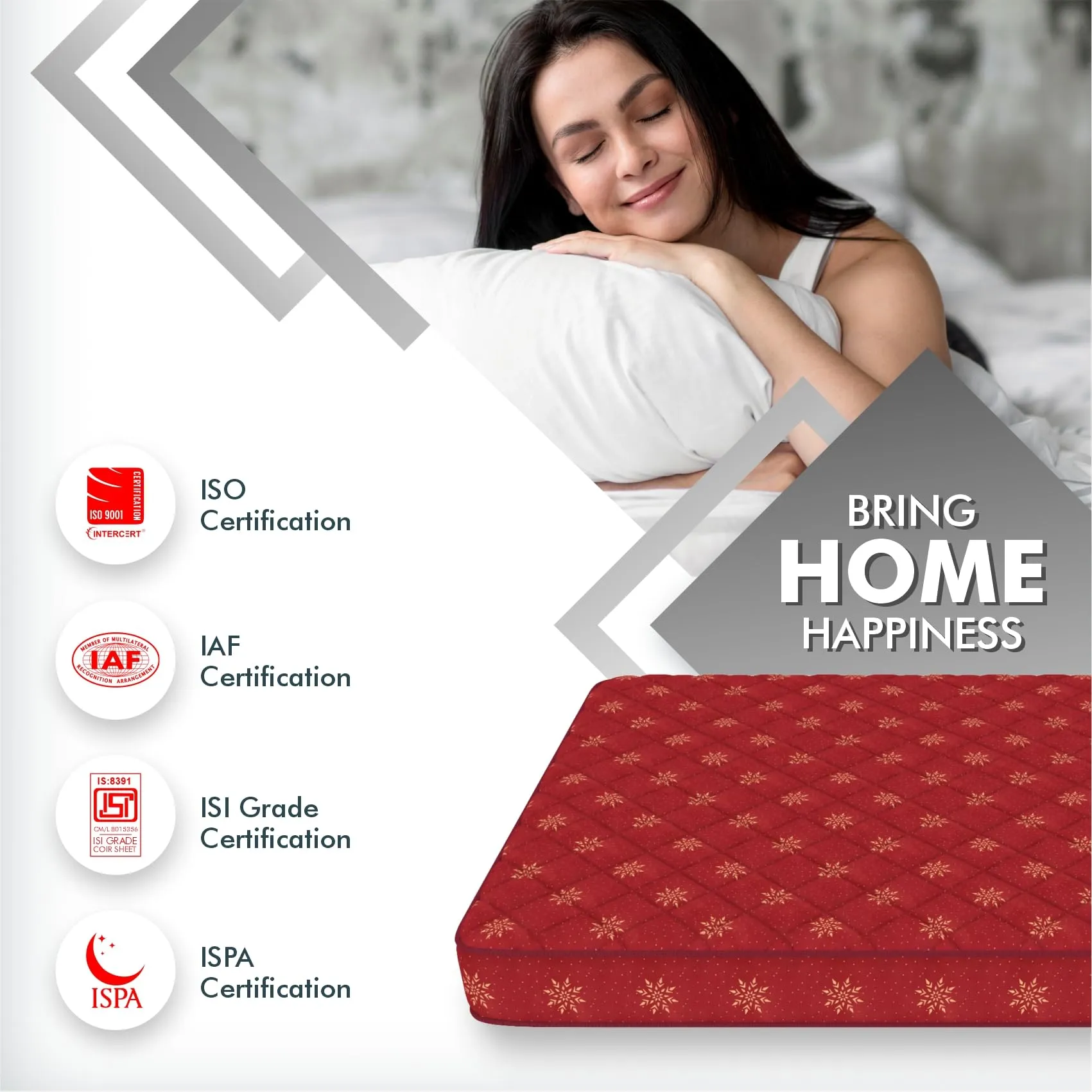 USHA SHRIRAM Resteria ISI Certified at Factory Rate 4-Inch Coir Queen Size Mattress | Natural Golden Fibre| Hypercool Ventillation| Firm Support| for Hot Sleepers|with 5 Year Warranty (L x W : 80X60)