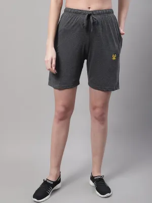 Vimal Jonney Anthracite Regular fit Cotton Shorts for Women