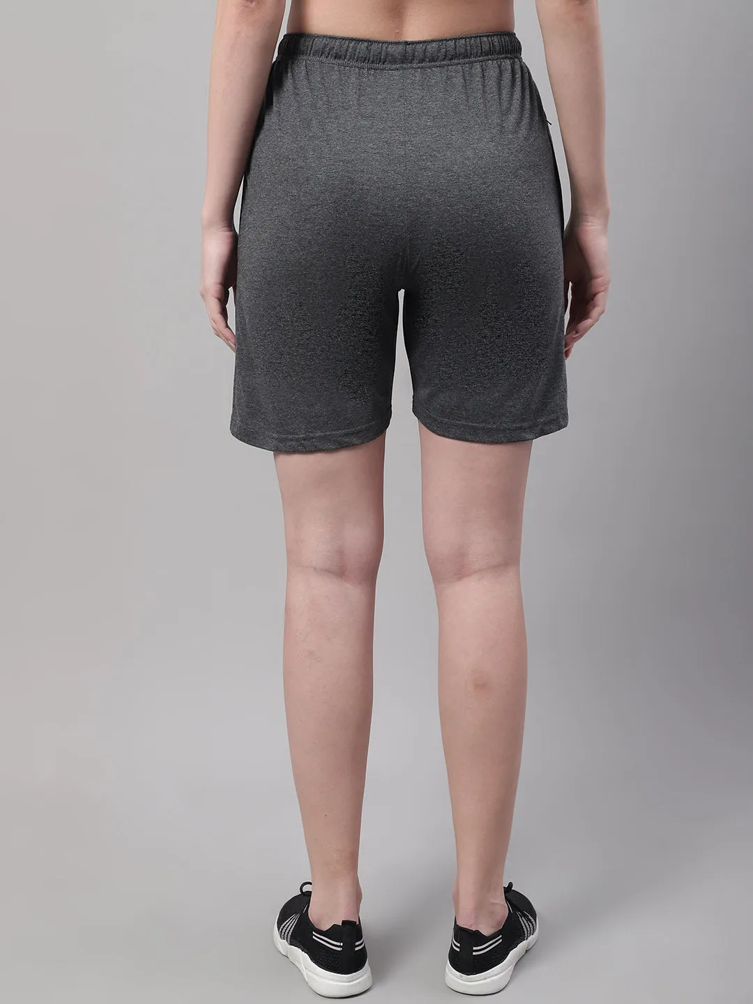 Vimal Jonney Anthracite Regular fit Cotton Shorts for Women