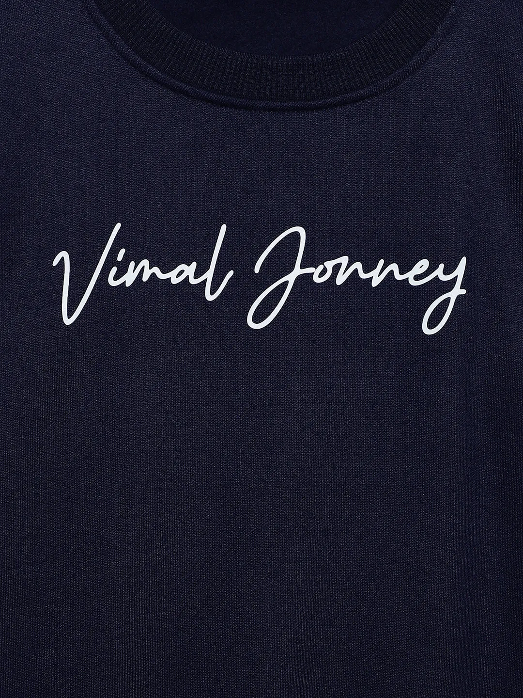 Vimal Jonney Navy Blue Printed Round Neck Cotton Fleece Sweatshirt for Kids