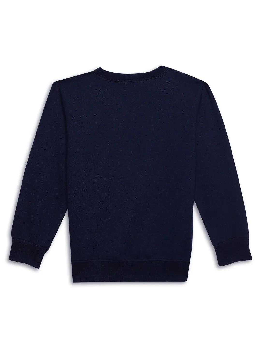 Vimal Jonney Navy Blue Printed Round Neck Cotton Fleece Sweatshirt for Kids